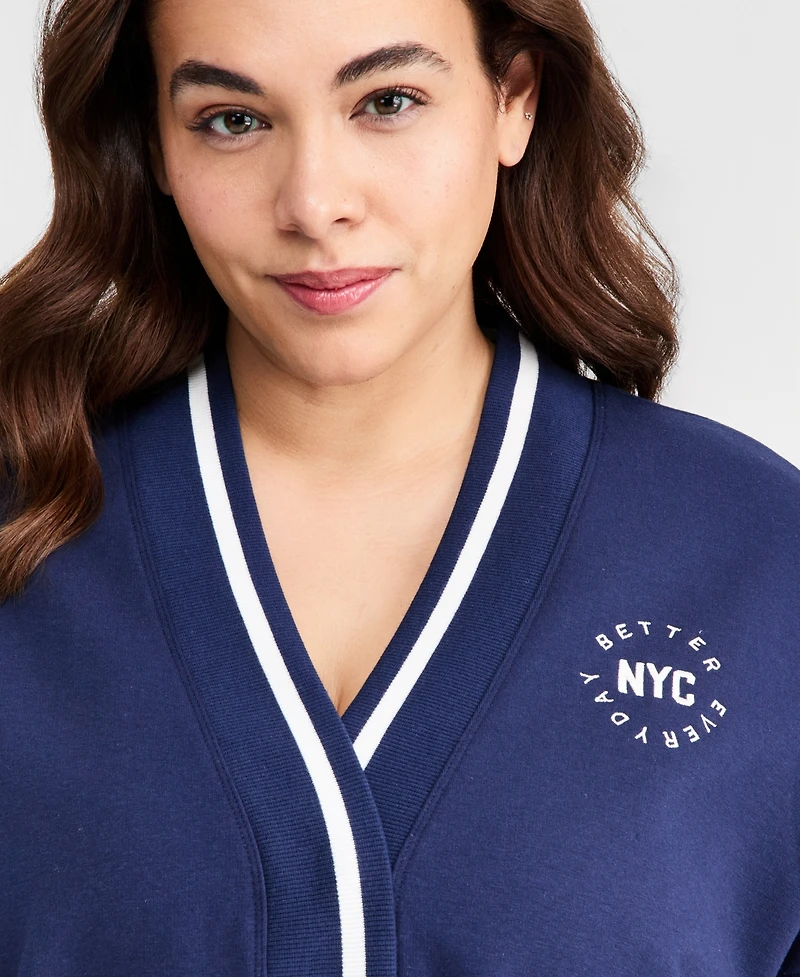 Id Ideology Plus Nyc Fleece Cardigan Sweatshirt, Macy's Exclusive