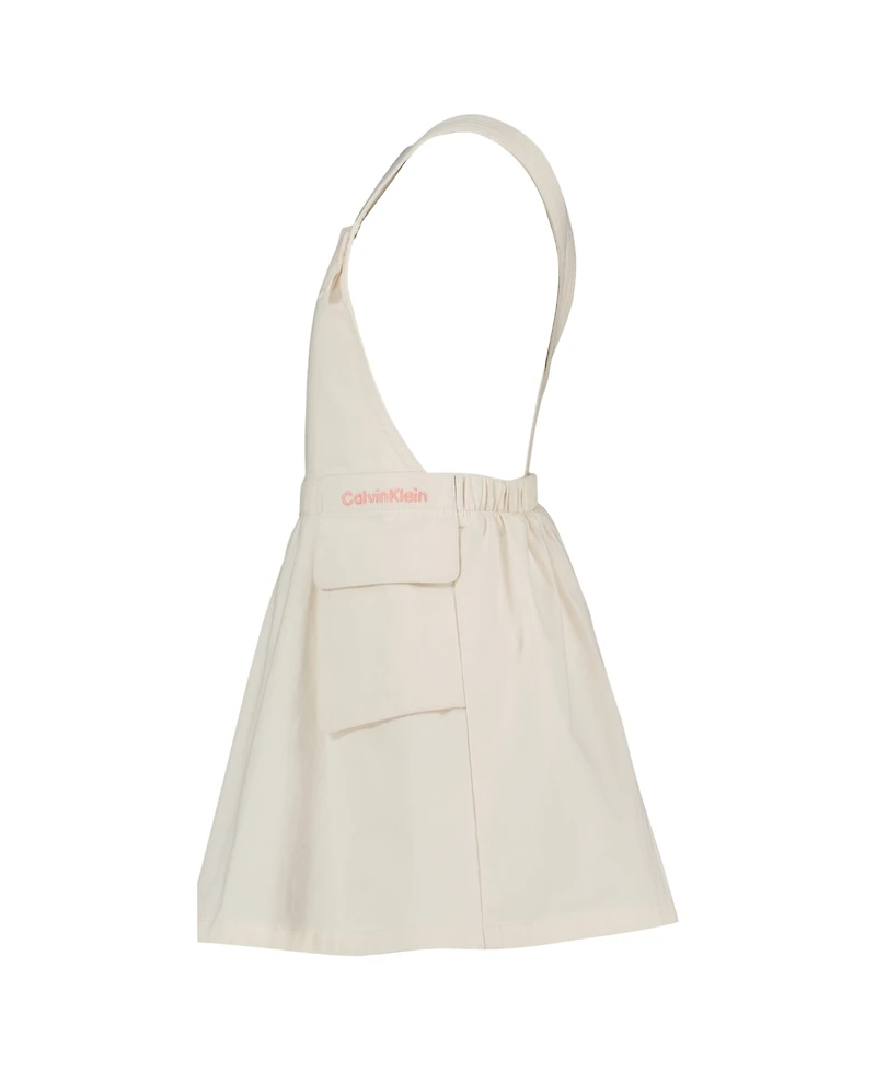 Calvin Klein Girls' Toddler 2T-4T Short-Sleeve Top and Overall, 2-Piece Set