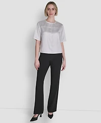Dkny Women's Crackle Woven Crewneck Blouse