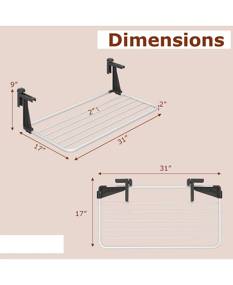 Ecooso Portable Aluminum Clothes Drying Rack Towel Stand with Adjustable Foldable Brackets