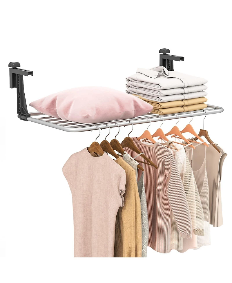 Ecooso Portable Aluminum Clothes Drying Rack Towel Stand with Adjustable Foldable Brackets