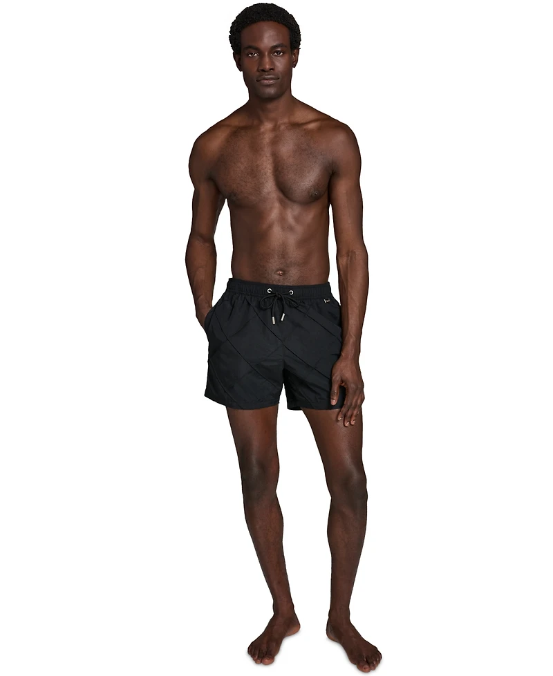 Karl Lagerfeld Paris Men's Diamond Pintuck Volley Shorts