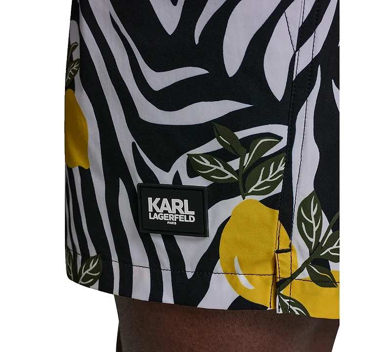 Karl Lagerfeld Paris Men's Regular-Fit Quick-Dry 5" Swim Trunks with Boxer Brief Liner
