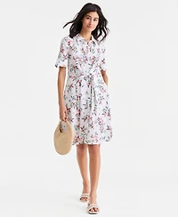 Charter Club Women's Shannons Garden Printed 100% Linen Dress, Macy's Exclusive