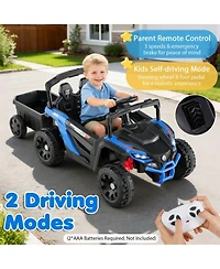 Mecale 12V Battery Powered Ride On Tractor with Parent Remote Control-Black