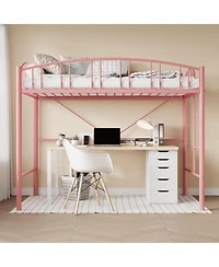 gaomon Twin Metal Loft Bed with Arched Guardrails & Ladder, Space-Saving Frame