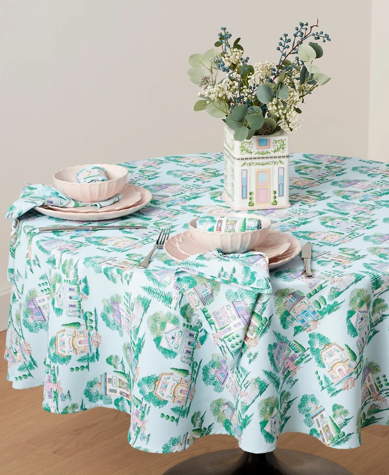 Lenox Spice Village Cottage Design Round Tablecloth, 70"