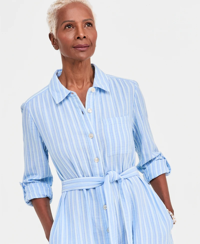 Style & Co Petite Long-Sleeve Collared Woven Dress, Macy's Exclusive