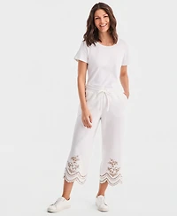 Style & Co Women's Embroidery Wide-Leg Sweatpants, Macy's Exclusive