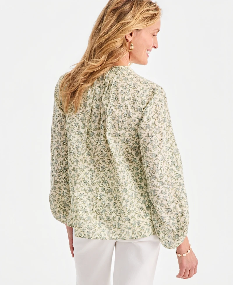 Style & Co Women's Printed Pintuck-Yoke Blouse, Macy's Exclusive