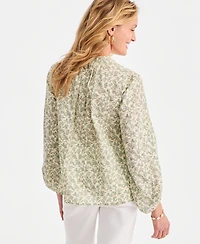 Style & Co Women's Printed Pintuck-Yoke Blouse, Macy's Exclusive