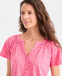 Style & Co Women's Printed Split-Neck Knit Blouse, Macy's Exclusive