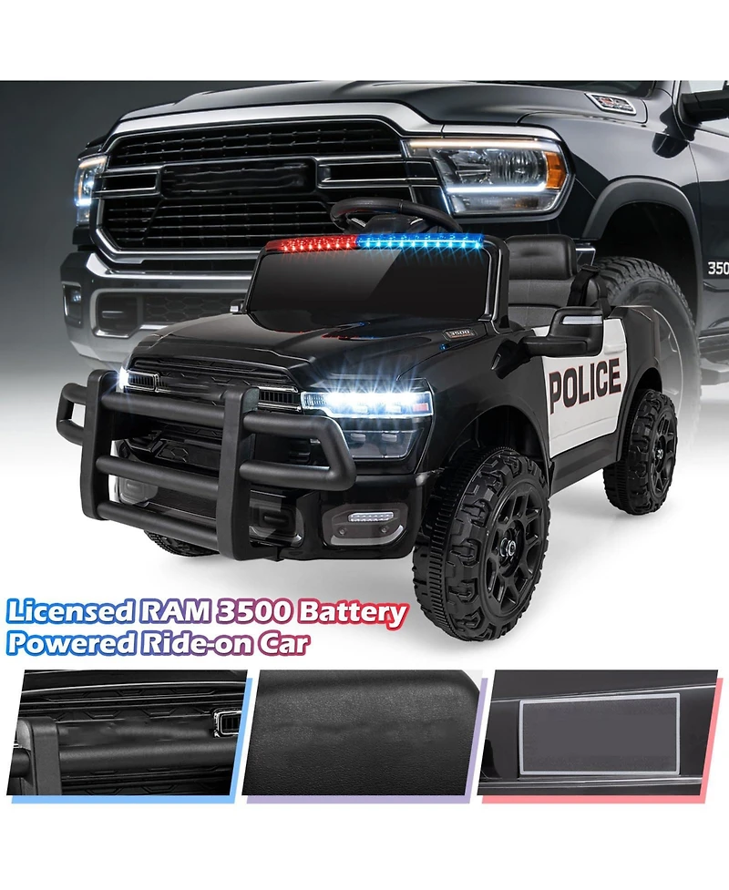 Mecale 12V Kids Ride On Car Licensed Ram 3500 Electric Vehicle with Remote Control-Black