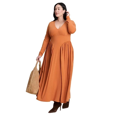 Eloquii Women's Plunge Neck Knit Dress