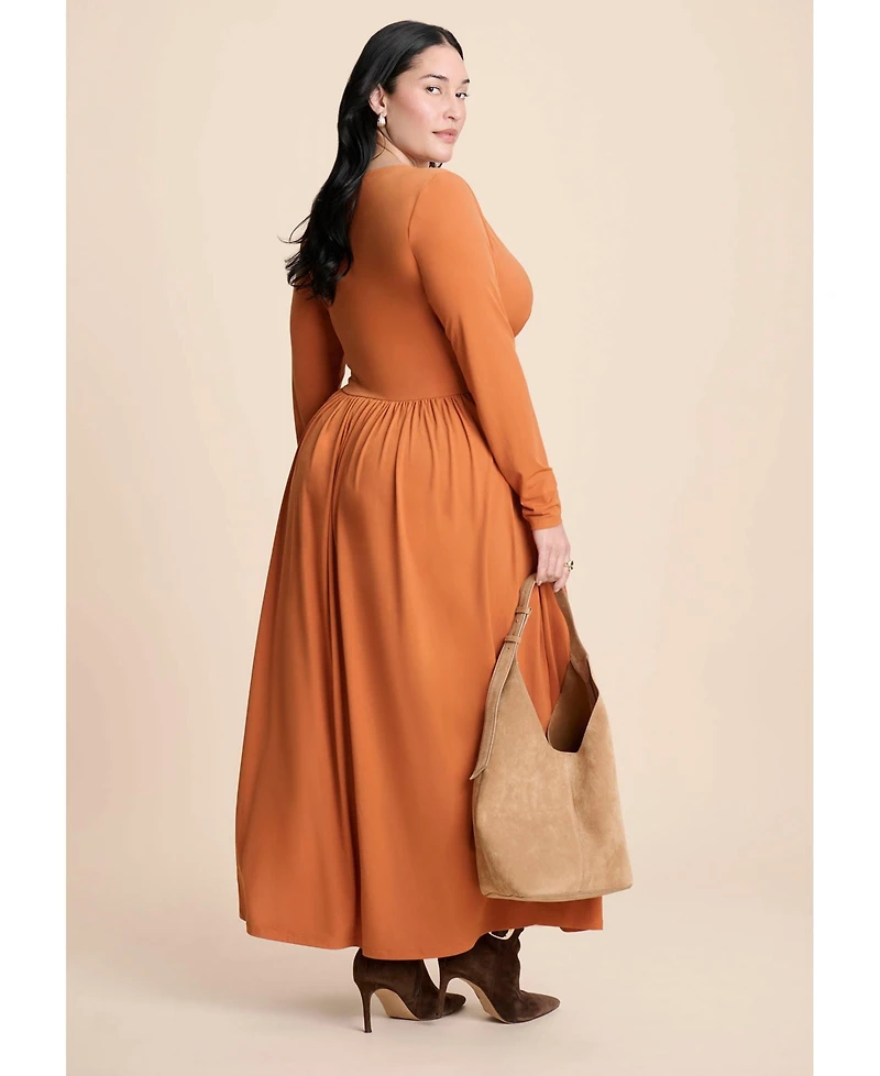 Eloquii Women's Plunge Neck Knit Dress