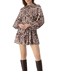 Ivonne Women's Puff Sleeve Abstract Print Short Dress