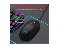 Risokeys Rgb Backlit Wired Gaming Mouse, 6-Button Ergonomic with 3600 Dpi Adjustable, for Pc Gamers, Office Use, Compatible with Windows,Mac & Linux