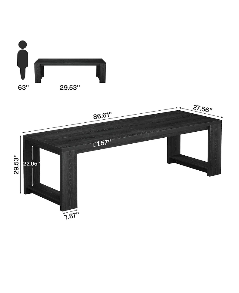 Tribesigns 2 Person Desk, 86.6 Inches Extra Long Double Computer Writing Table, All Wood Large Desks Workstation for Home Office, Natural Oak