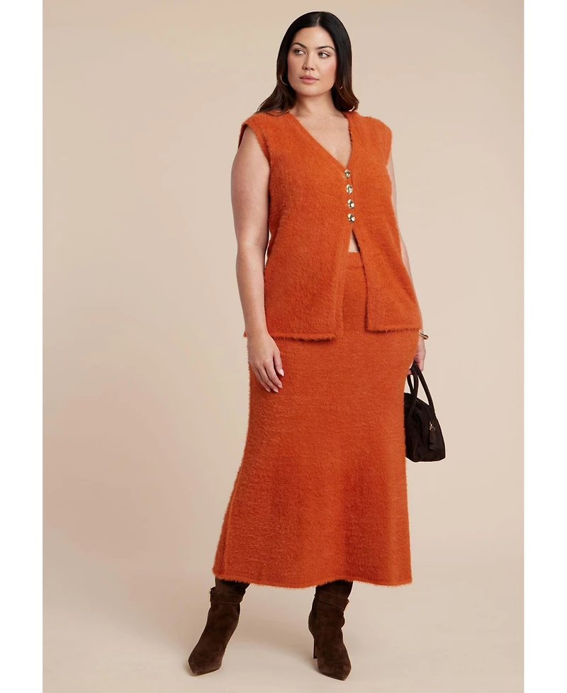 Eloquii Women's Fuzzy Sweater Vest