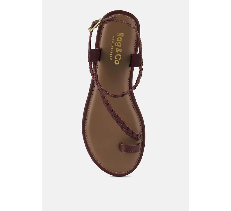 Stallone Womens Braided Flat Sandals