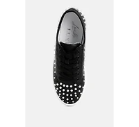 Pearly Pearl Embellished Slip On Sneakers