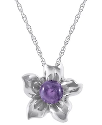 Macy's Cape Amethyst (5/8 ct. t.w.) Hibiscus Flower Pendant Necklace 10k White Gold (Also Available Multi-Stones)