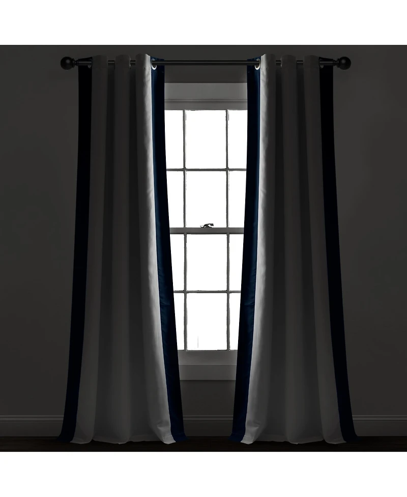Lush Decor Block Border Grommet Blackout Window Curtain Panel Single 40"W x 84"L