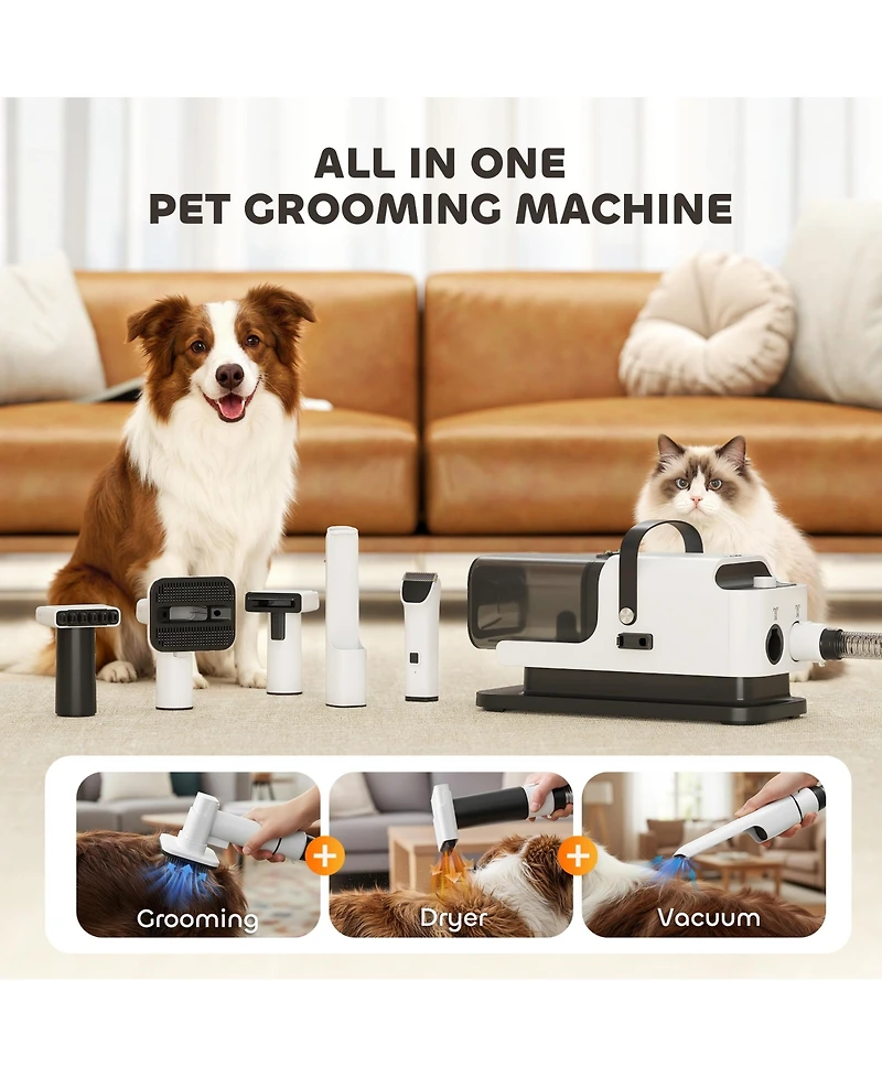 PawHut 5 in 1 Dog Grooming Vacuum & Dryer w/ Clipper for Shedding Pet Hair