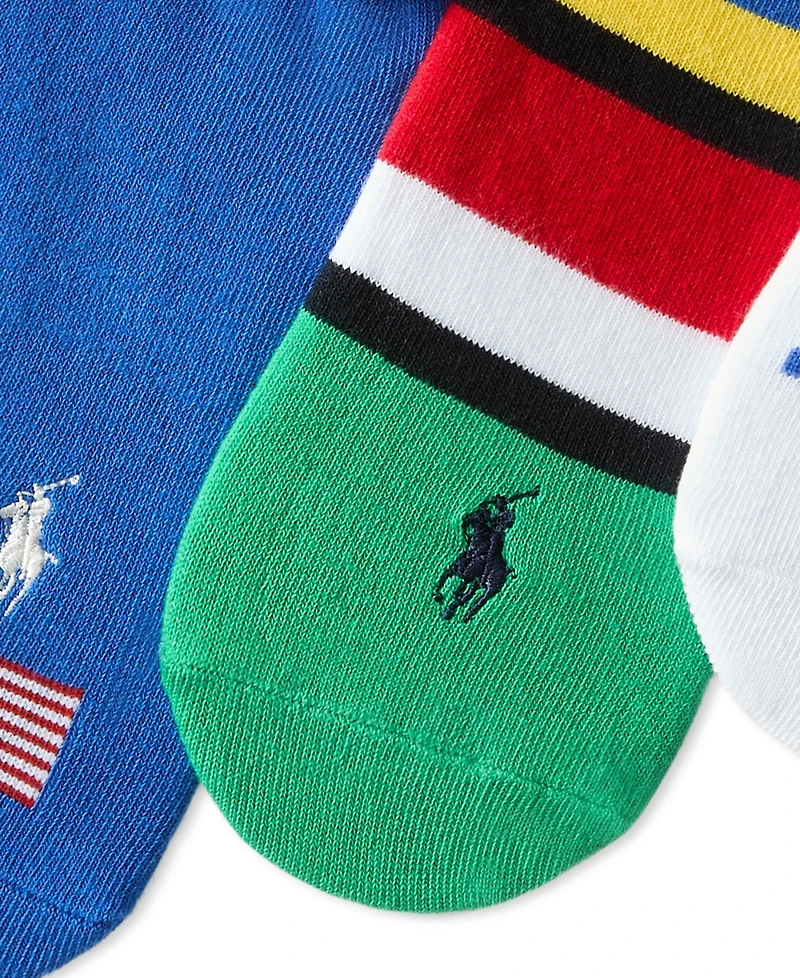 Polo Ralph Lauren Women's Multi Flag Liner Socks, 3-Pack