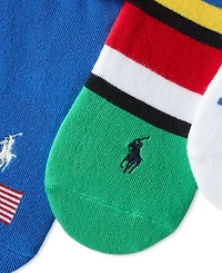 Polo Ralph Lauren Women's Multi Flag Liner Socks, 3-Pack