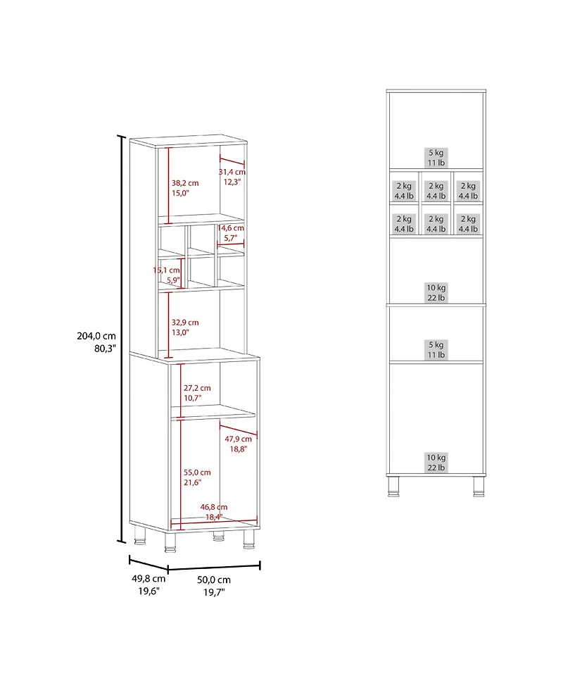 Fm Furniture Rock Kitchen Pantry with Pneumatic Door, Open Storage, and Bottom Cabinet