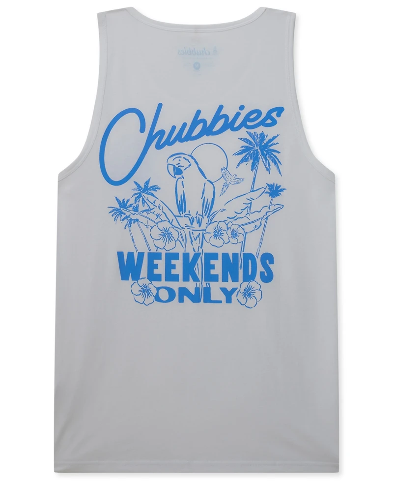 Chubbies Men's The Weekends Only Scoop Neck Graphic Tank Top