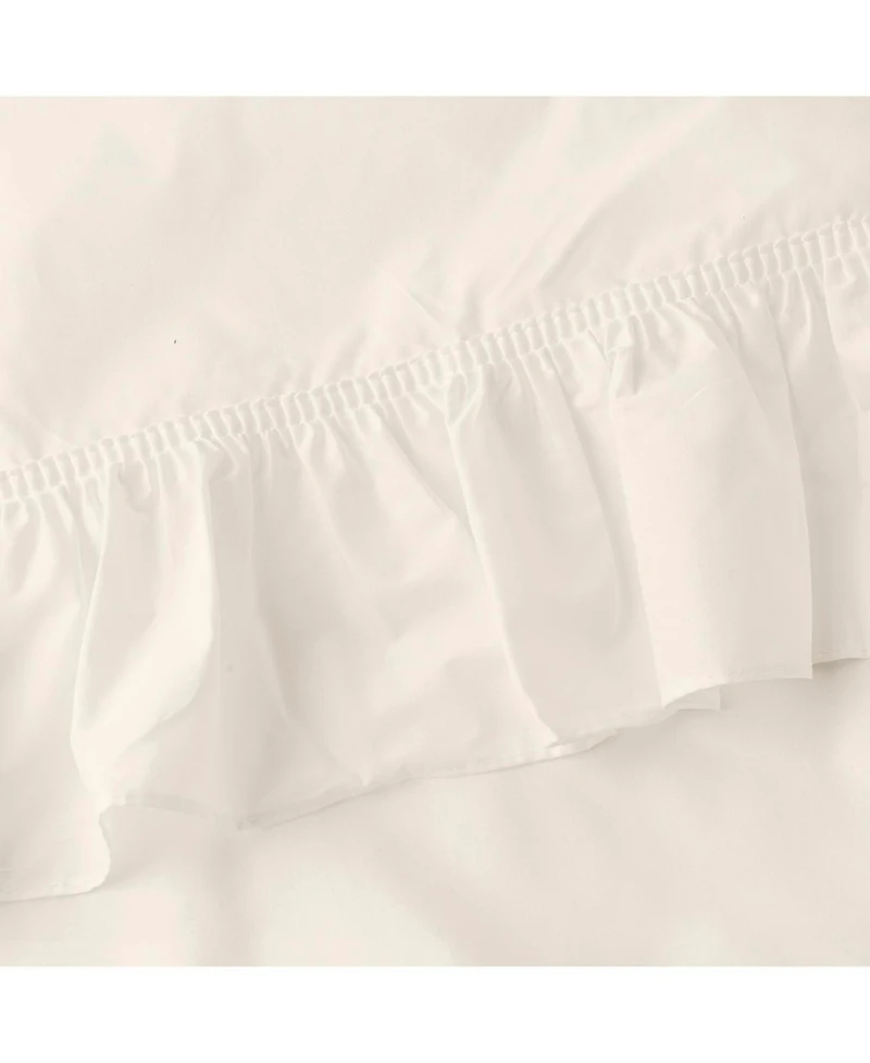 Ellis Curtain Classic Wide Solid Color Perma Press Ruffled Priscilla Curtain Panel With Ties 84" x 45" Natural