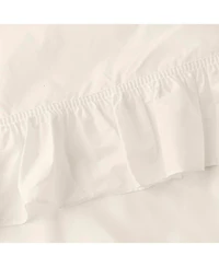 Ellis Curtain Classic Wide Solid Color Perma Press Ruffled Priscilla Curtain Panel With Ties 84" x 45" Natural