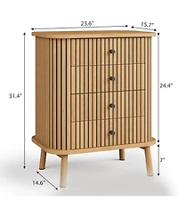 Gaomon Boho 4-Drawer Wicker Dresser with Black Handles, Storage Chest for Living Room