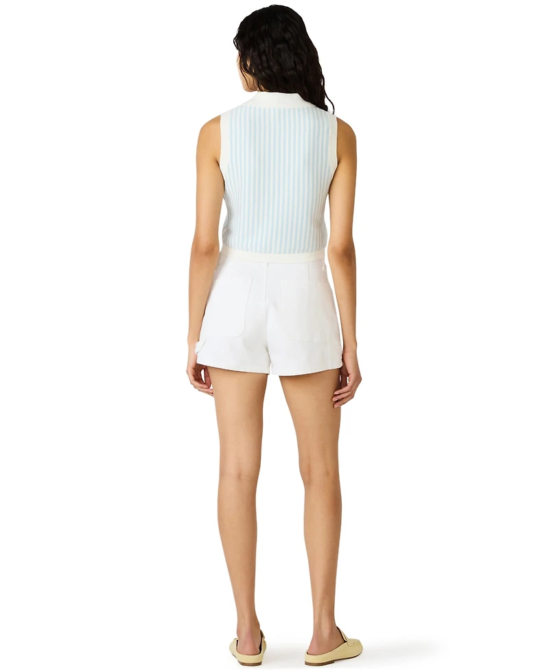 Steve Madden Women's Amery Striped Collared Sleeveless Sweater