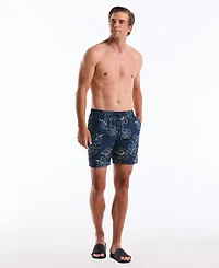 Original Penguin Men's Hibiscus Flower Print 7" Swim Trunks