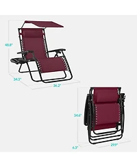Best Choice Products 30" Extra Wide Folding Zero Gravity Patio Lounge Chair w/Adjustable Canopy Shade