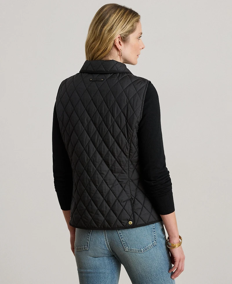 Lauren Ralph Women's Crest Patch Diamond Quilted Vest