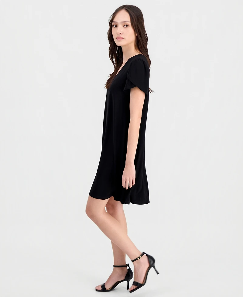 Anne Klein Essentials Petite Tulip-Sleeve Swing Dress