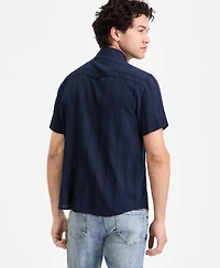 Sun + Stone Men's Textured-Stripe Short-Sleeve Shirt, Macy's Exclusive