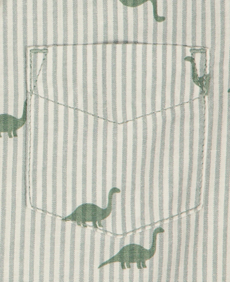 Kids Headquarters Boys' 2T-5 Short-Sleeve Dino Print Striped Shirt & Shorts, 2-Piece Set