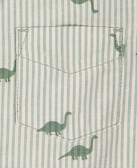 Kids Headquarters Boys' 2T-5 Short-Sleeve Dino Print Striped Shirt & Shorts, 2-Piece Set