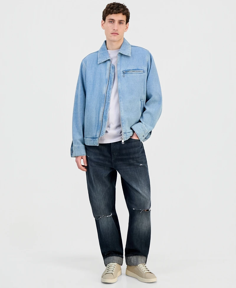 Hugo Boss Men's Cotton Waffle Denim Zip Jacket