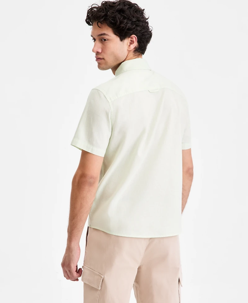 Sun + Stone Men's Garment Dyed Linen Blend Hero Shirt, Macy's Exclusive