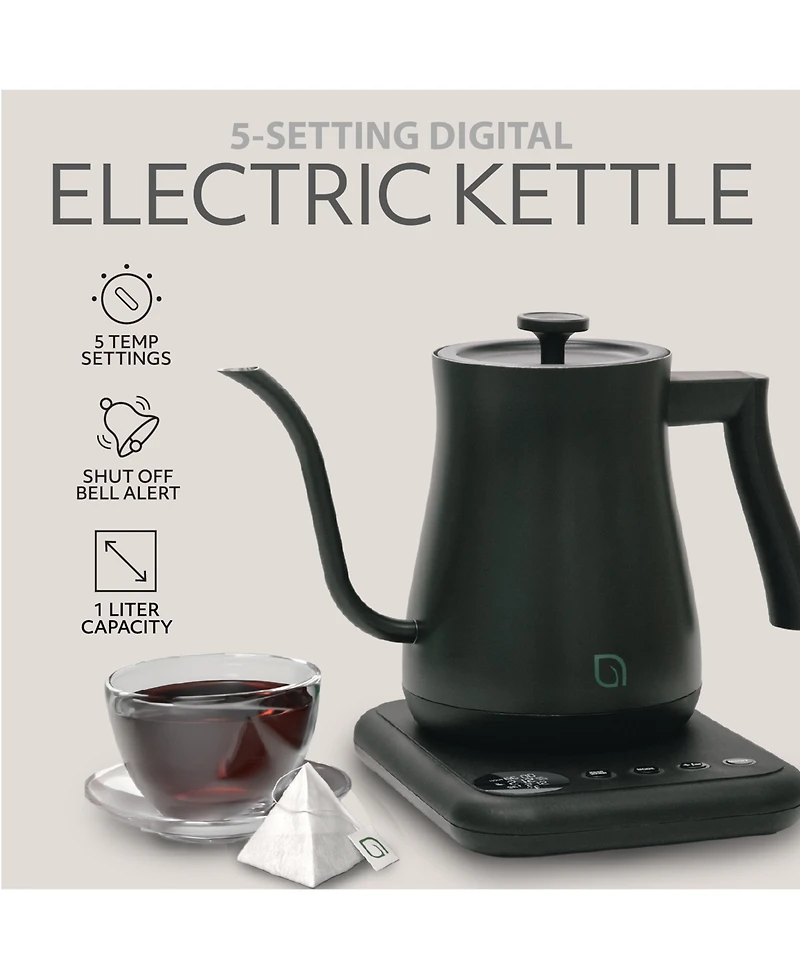 Willow Kitchen Digital Gooseneck Kettle with 5 Temperature Presets - Precision Heating Pouring for Perfect Brews