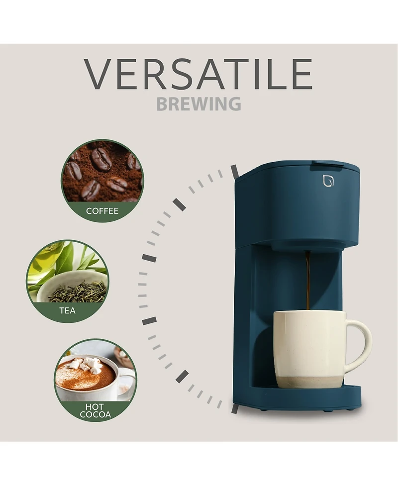 Willow Kitchen Compact Single Serve Coffee Maker - Compatible with K-Cup Pods Ground