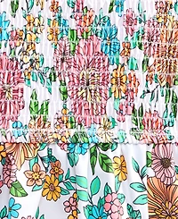 Breaking Waves Girls' 7-16 Floral-Print Smocked Peplum Longline Swimsuit, 2-Piece Set