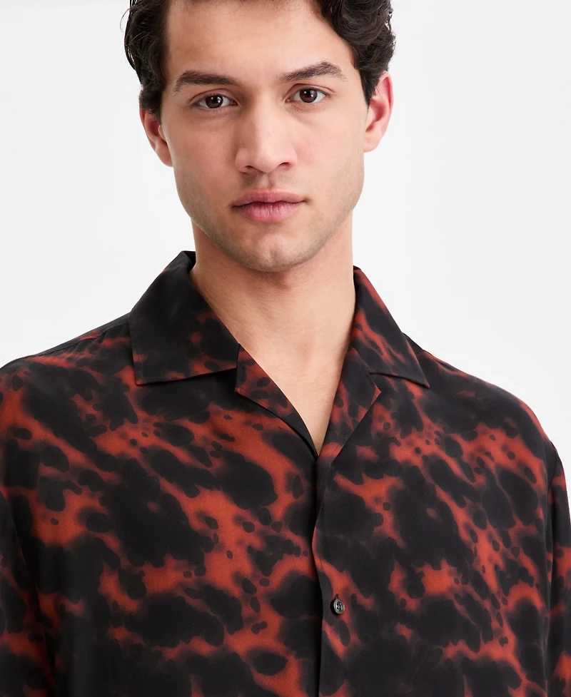 Hugo Boss Men's Printed Short-Sleeve Oversized Camp Shirt