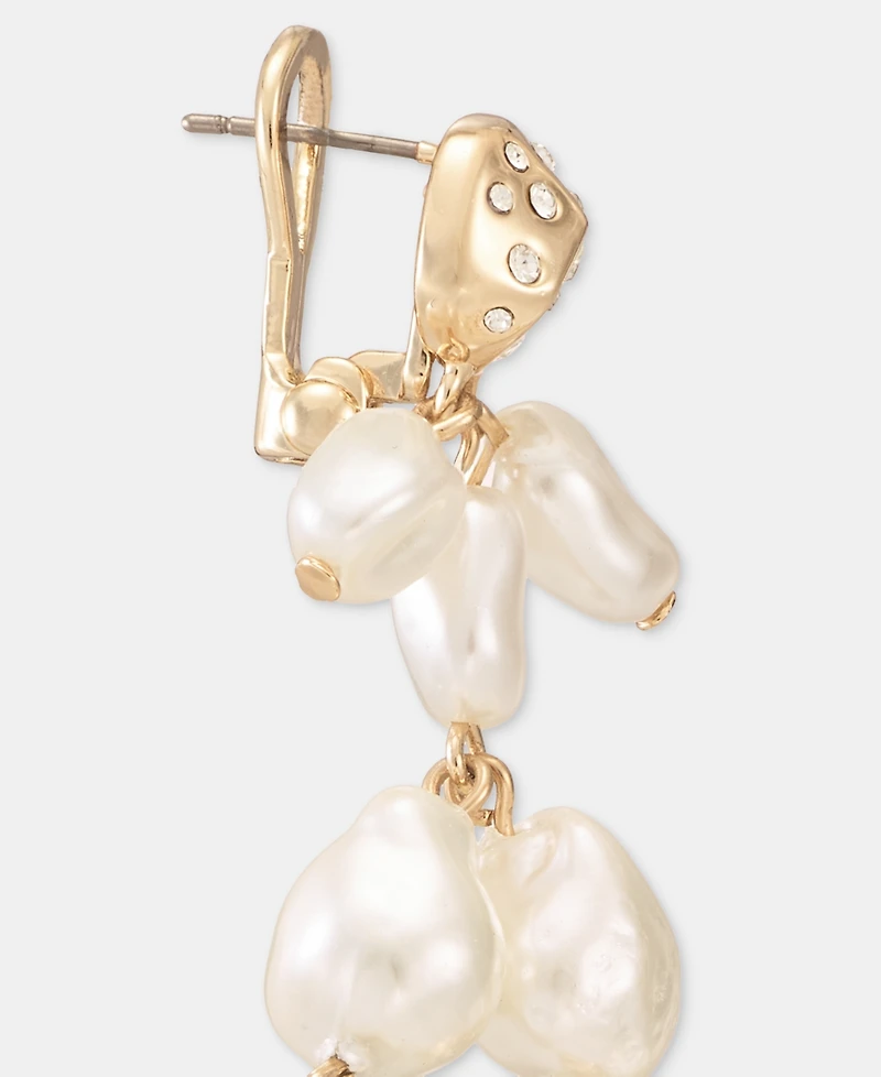 Givenchy Pave Nugget & Imitation Pearl Mismatch Linear Drop Earrings